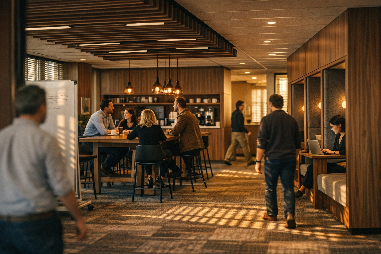 Flexibele kantoorruimte met verschillende werkzones