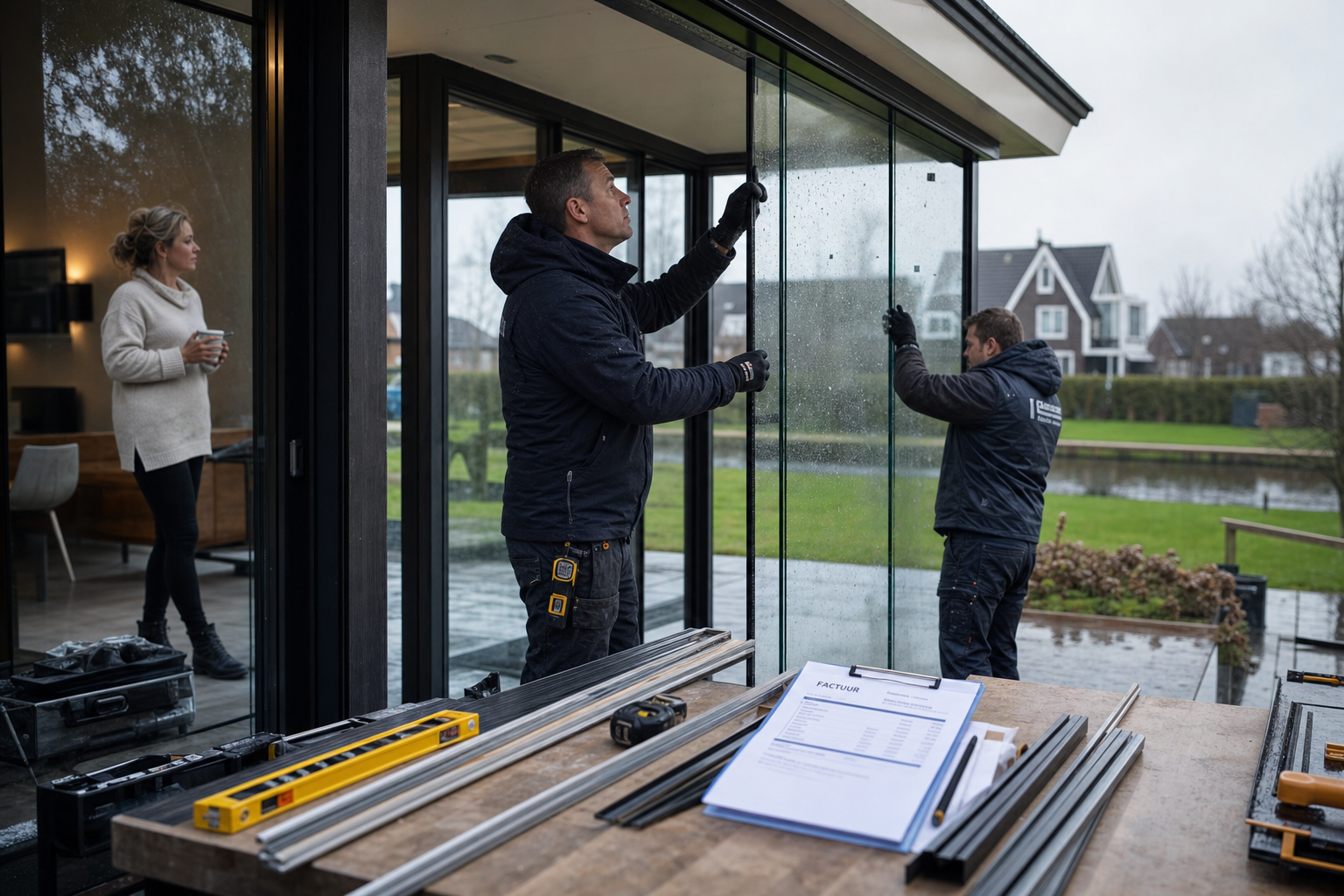 Installatie glazen schuifwanden door professional