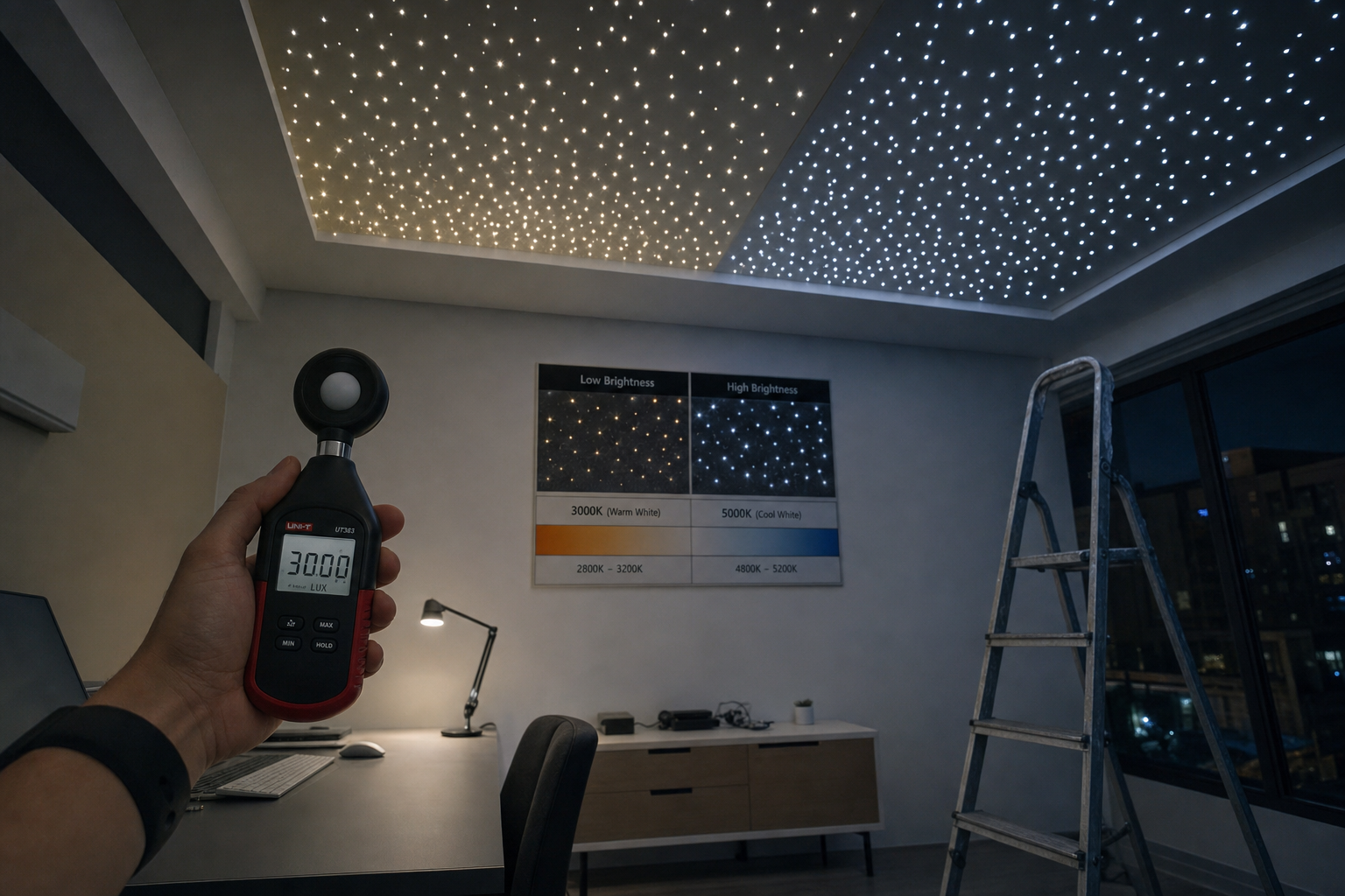 Kleurtemperatuur vergelijking sterrenhemel plafond