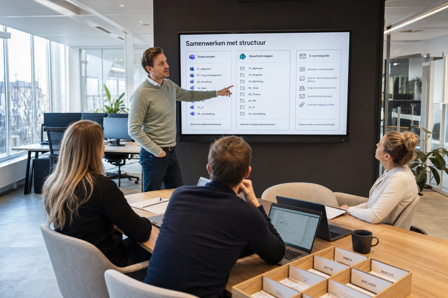 Moderne werkplek voor hybride werken