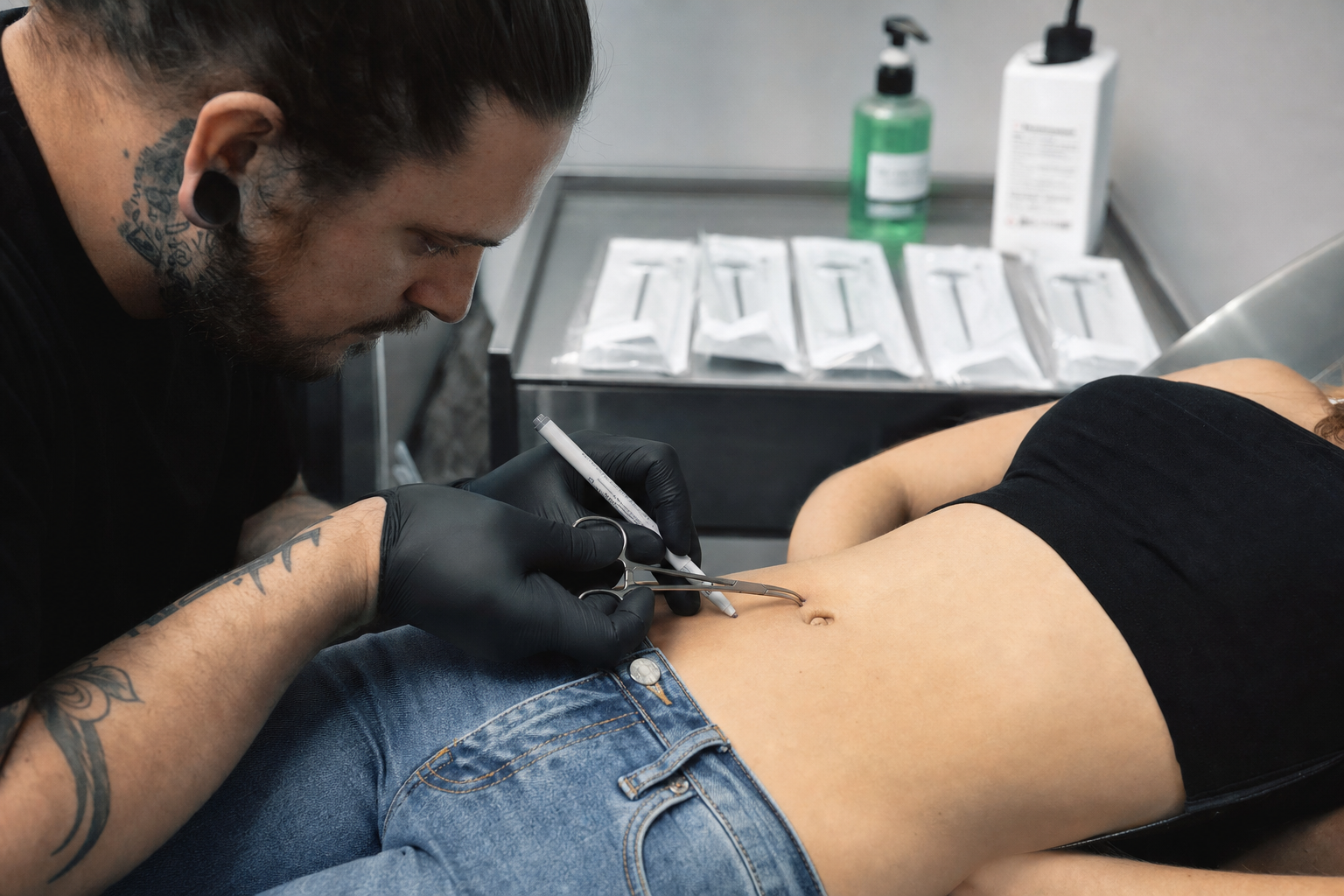 Navelpiercing zetten proces